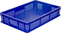 Ящик пластиковый перфорированный, 600x400x120 мм, 22 л, синий [704.01.02]