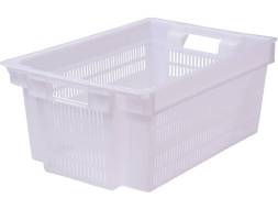 Ящик пластиковый с перфорированными стенками и сплошным дном, 600х400х250 мм, белый [125-1]