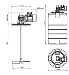 Емкость T 200 синий с лопастной мешалкой