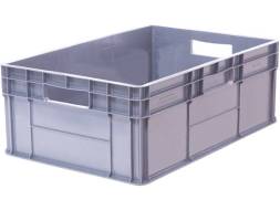 Ящик пластиковый сплошной с гладким дном и открытыми ручками, 600x400x220 мм, серый [922.02.02.03]