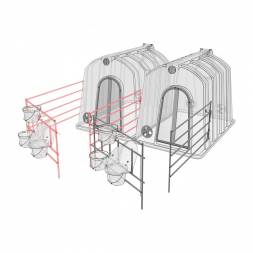 Вольер домика для телят с совмещенной боковой стенкой оцинкованный